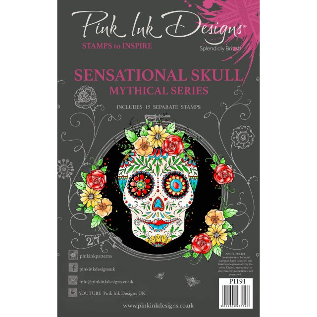 Pink Ink Designs Pink Ink Designs Clear Stamp Sensational Skull | Set of 15