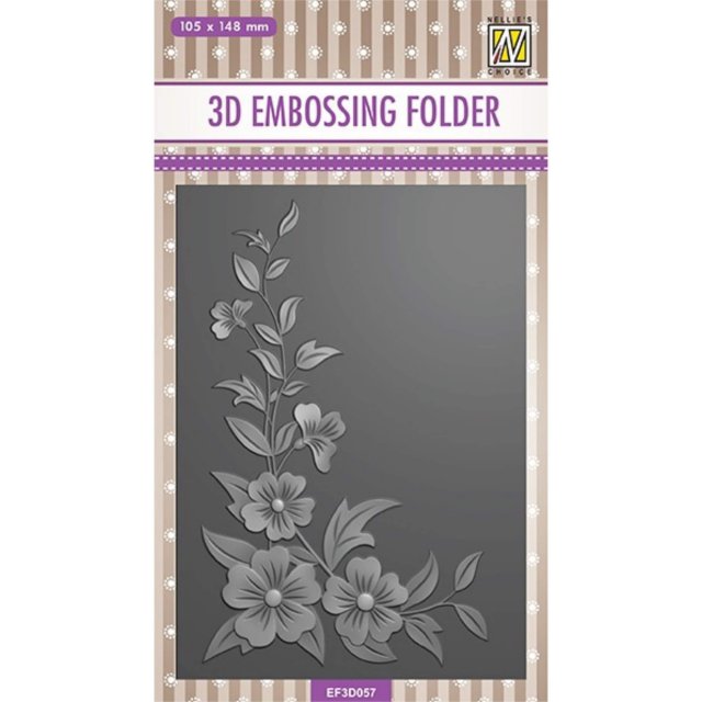 Nellie Snellen Nellie Snellen 3D Embossing Folder Rectangle Flower Corner 2