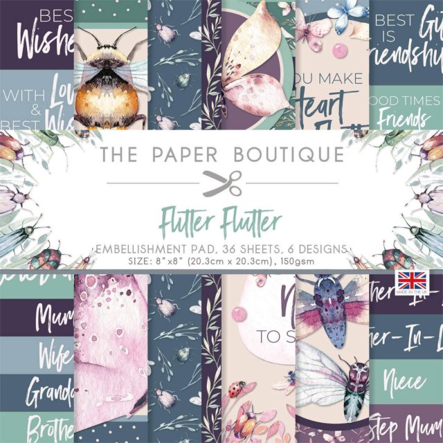 The Paper Boutique The Paper Boutique Flitter Flutter 8 x 8 inch Embellishments Pad | 36 sheets