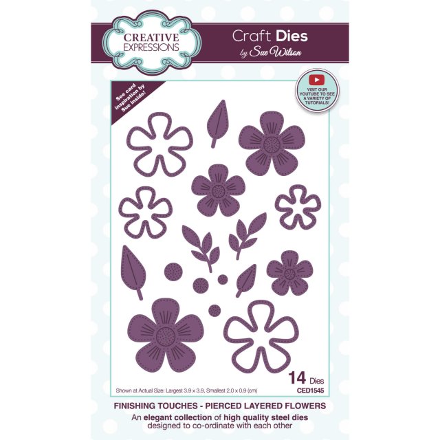 Sue Wilson Sue Wilson Craft Dies Finishing Touches Collection Pierced Layered Flowers | Set of 14