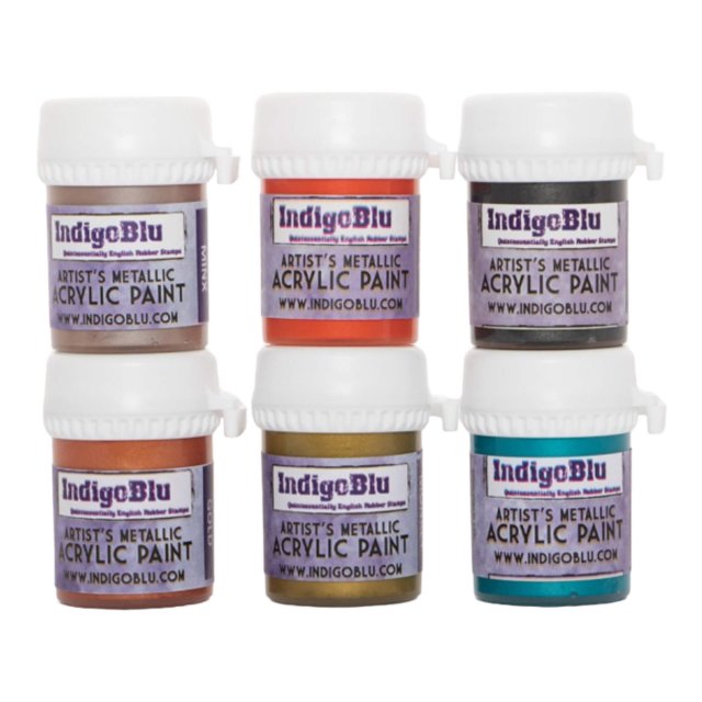 IndigoBlu Stamps IndigoBlu Artists Metallic Acrylic Paint Castles and Queens Bundle | Set of 6