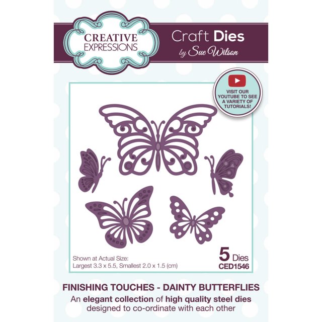 Sue Wilson Sue Wilson Craft Dies Finishing Touches Collection Dainty Butterflies | Set of 5