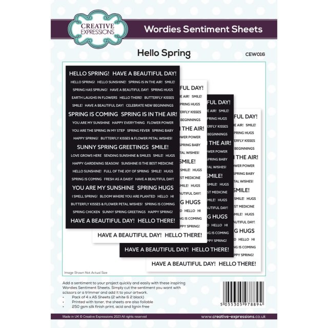 Creative Expressions Creative Expressions Wordies Sentiment Sheets Hello Spring | A5