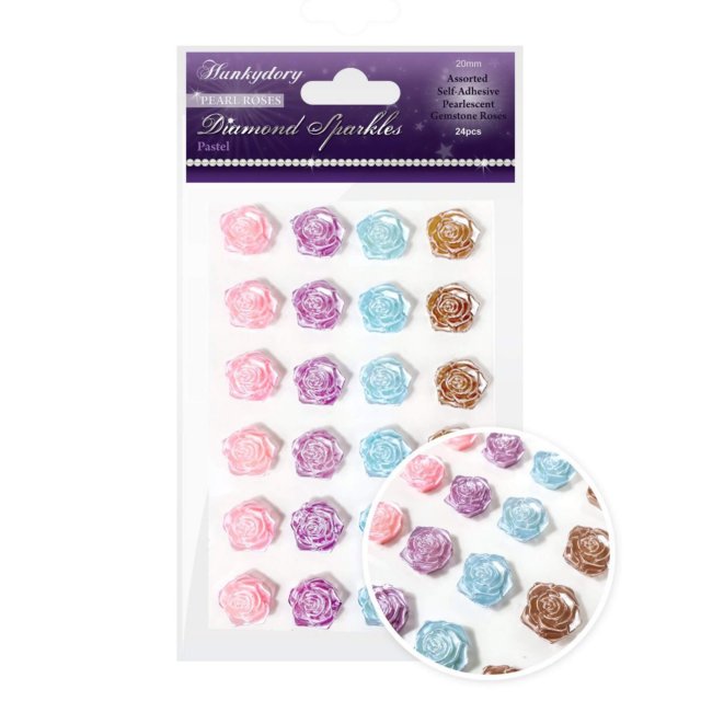 Diamond Sparkles Hunkydory Diamond Sparkles Gemstones Pearl Roses Pastel | Pack of 24