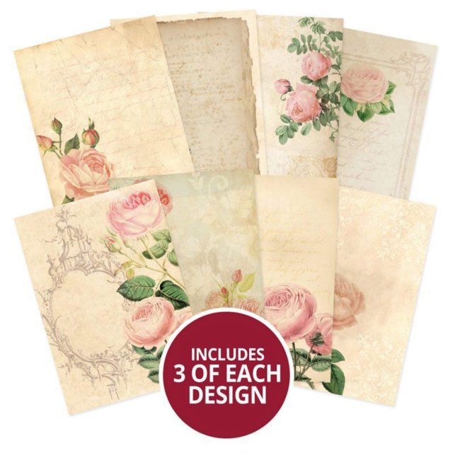 Adorable Scorable Hunkydory A4 Adorable Scorable Pattern Packs Vintage Roses  | 24 sheets