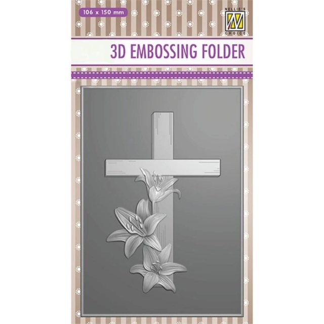 Nellie Snellen Nellie Snellen 3D Embossing Folder Cross with Lilies