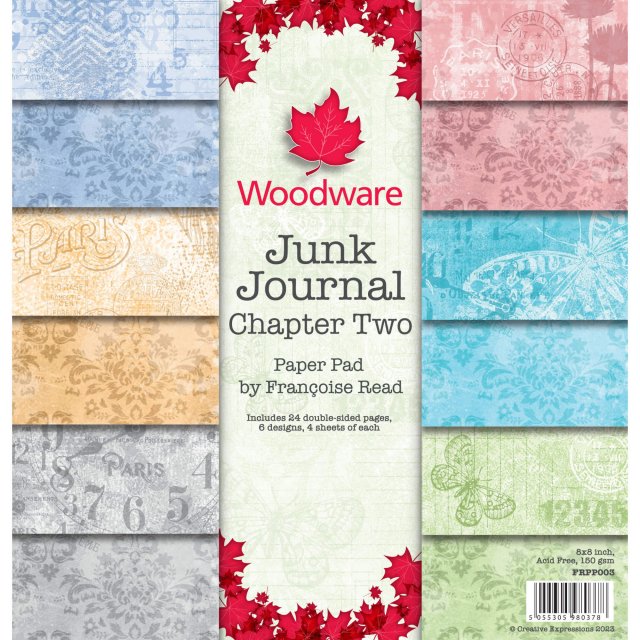 Woodware Woodware Francoise Read 8 x 8 inch Paper Pad Junk Journal Chapter Two | 24 sheets