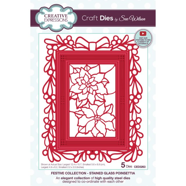Sue Wilson Sue Wilson Craft Dies Festive Collection Stained Glass Poinsettia | Set of 5
