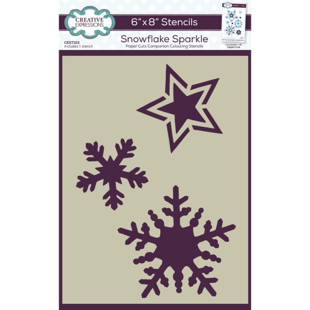 Creative Expressions Creative Expressions Companion Colouring Stencil Snowflake Sparkle | 6 x 8 inch