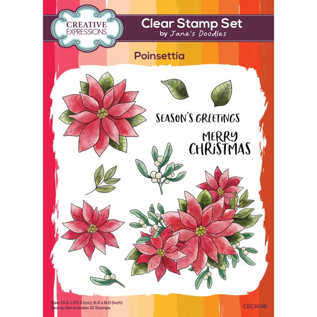Creative Expressions Jane's Doodles Clear Stamps Poinsettia | Set of 10