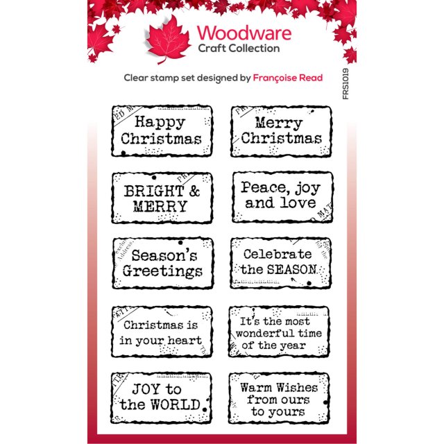 Woodware Woodware Clear Stamps Christmas Distressed Labels | Set of 10