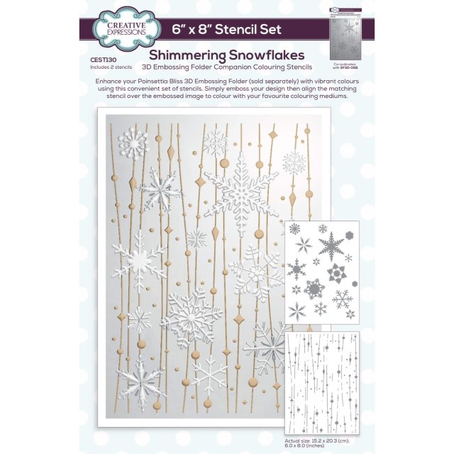 Creative Expressions Creative Expressions Companion Colouring Stencil Shimmering Snowflakes | 6 x 8 inch | Set of 2