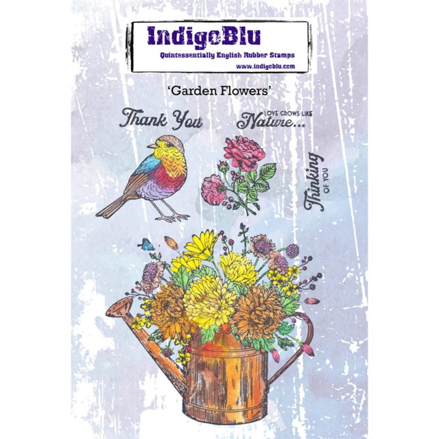 IndigoBlu Stamps IndigoBlu A6 Rubber Mounted Stamp Garden Flowers | Set of 6