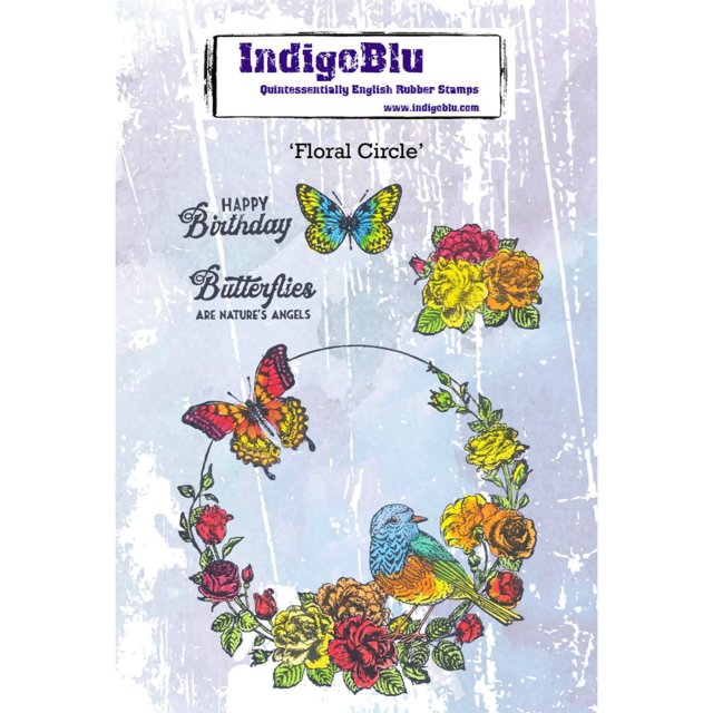 IndigoBlu Stamps IndigoBlu A6 Rubber Mounted Stamp Floral Circle | Set of 5