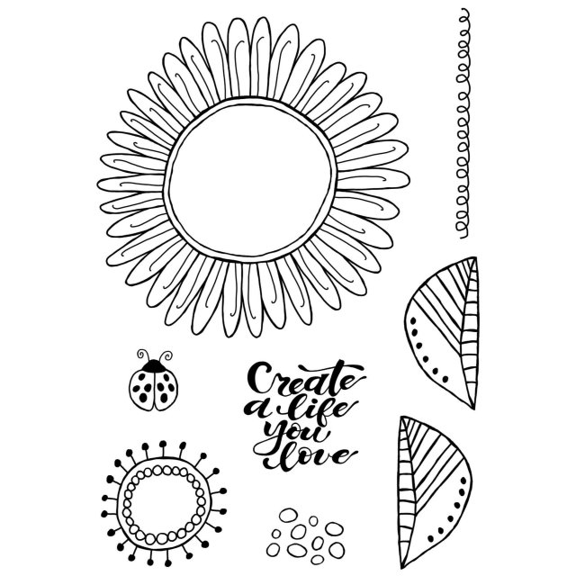 Woodware Clear Stamps Petal Doodles Love Life | Set of 8