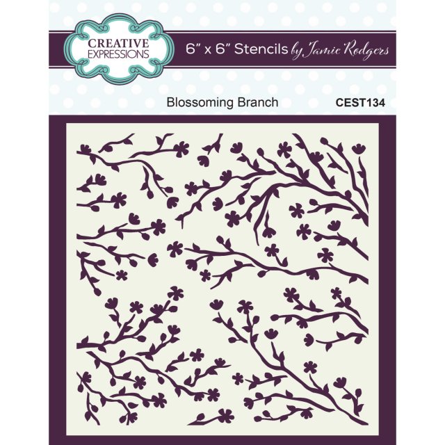 Jamie Rodgers Creative Expressions Stencil by Jamie Rodgers Blossoming Branch | 6 x 6 inch