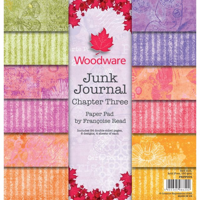 Woodware Woodware Francoise Read 8 x 8 inch Paper Pad Junk Journal Chapter Three | 24 sheets