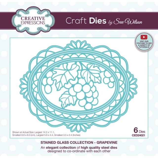 Sue Wilson Sue Wilson Craft Dies Stained Glass Collection Grapevine | Set of 6