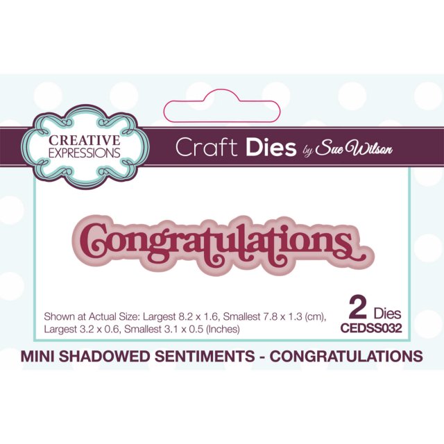 Sue Wilson Sue Wilson Craft Dies Mini Shadowed Sentiments Collection Congratulations | Set of 2