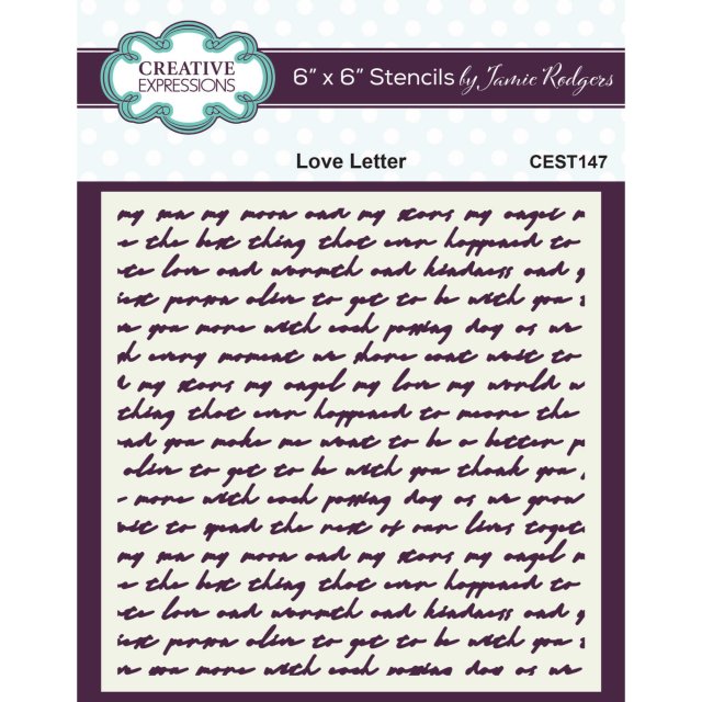 Jamie Rodgers Creative Expressions Stencil by Jamie Rodgers Love Letter | 6 x 6 inch
