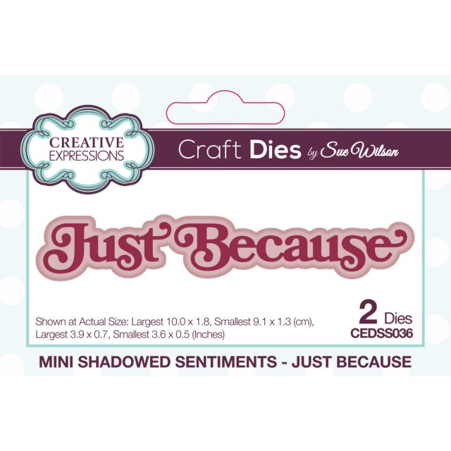 Sue Wilson Craft Dies Mini Shadowed Sentiments Collection Just Because | Set of 2