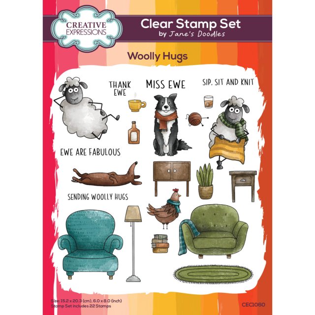 Jane's Doodles Creative Expressions Jane's Doodles Clear Stamps Woolly Hugs | Set of 22