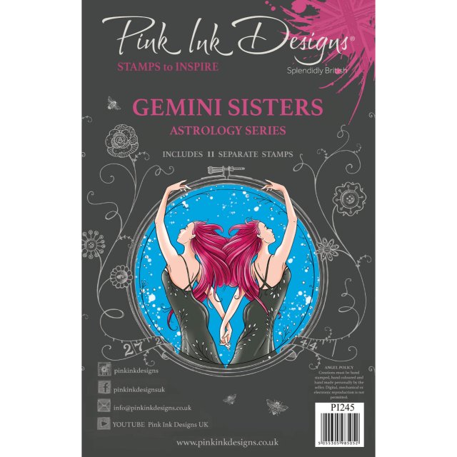Pink Ink Designs Pink Ink Designs Clear Stamp Gemini Sisters | Set of 12