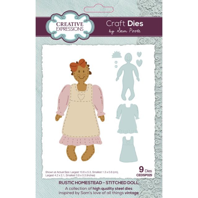 Sam Poole Creative Expressions Sam Poole Craft Die Rustic Homestead Stitched Doll | Set of 9