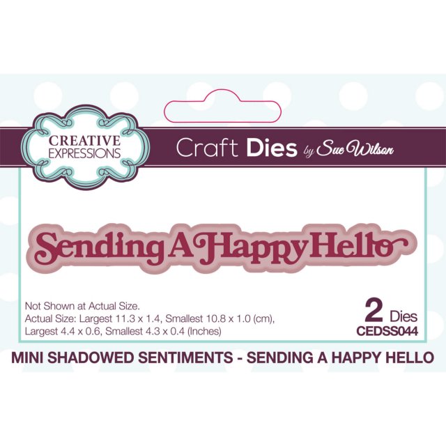 Sue Wilson Sue Wilson Craft Dies Mini Shadowed Sentiments Collection Sending A Happy Hello | Set of 2