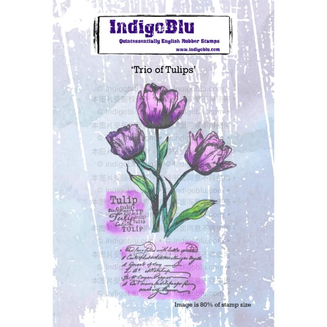 IndigoBlu Stamps IndigoBlu A6 Rubber Mounted Stamp Trio of Tulips | Set of 3
