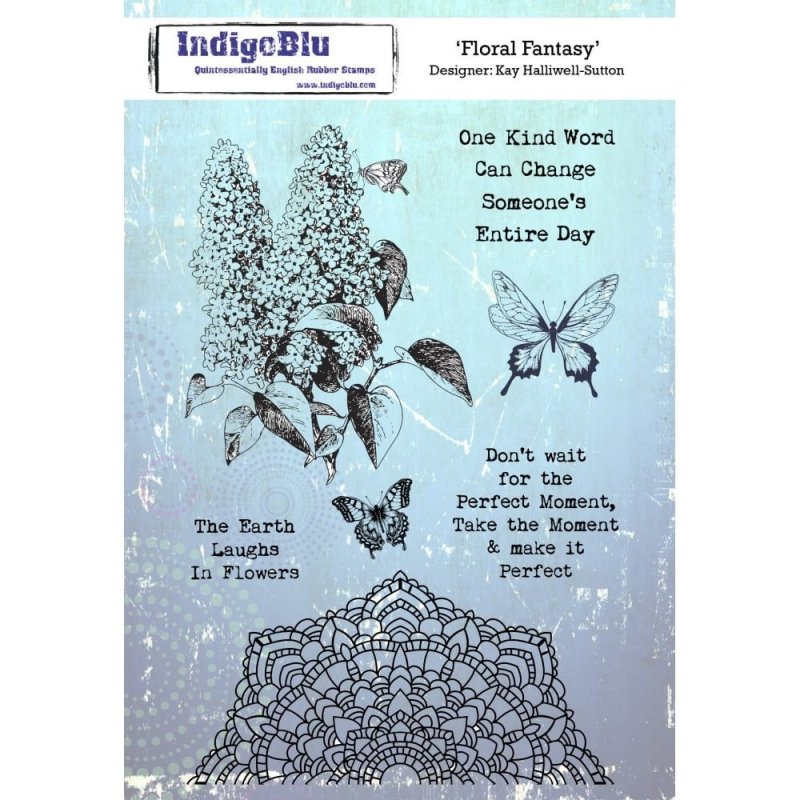 IndigoBlu Stamps IndigoBlu A5 Rubber Mounted Stamp Floral Fantasy | Set of 7