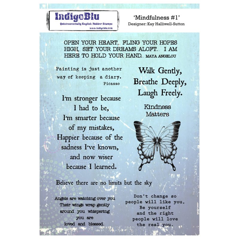 IndigoBlu Stamps IndigoBlu A5 Rubber Mounted Stamp Mindfulness | Set of 9