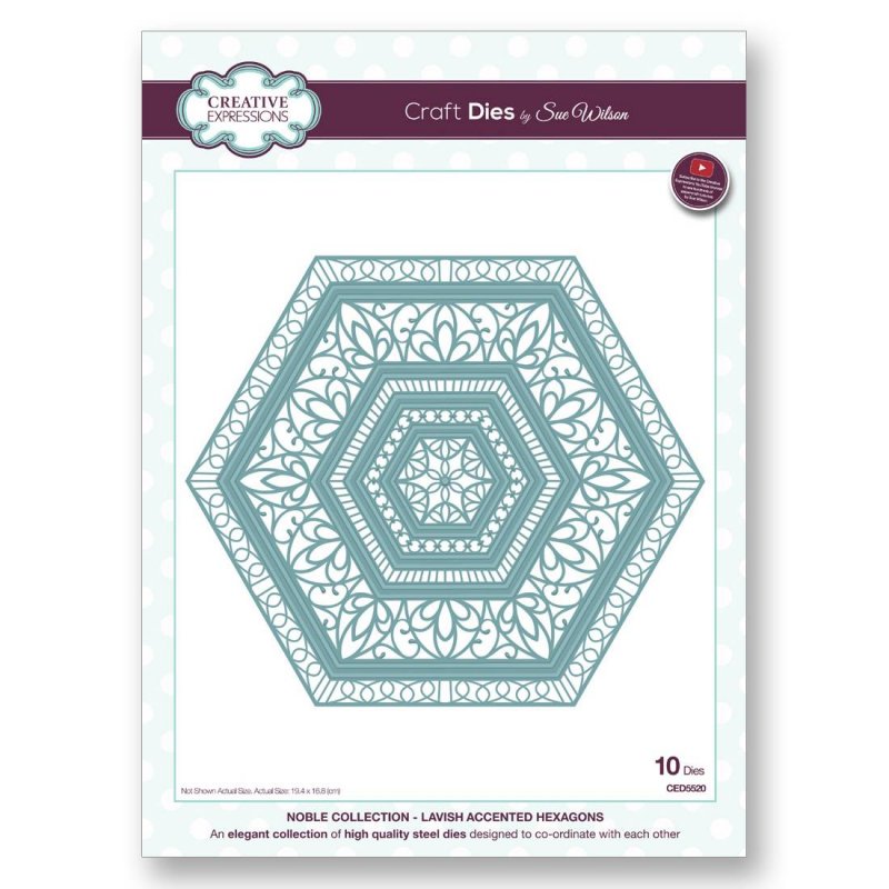 Sue Wilson Sue Wilson Craft Dies Noble Collection Lavish Accented Hexagons | Set of 10