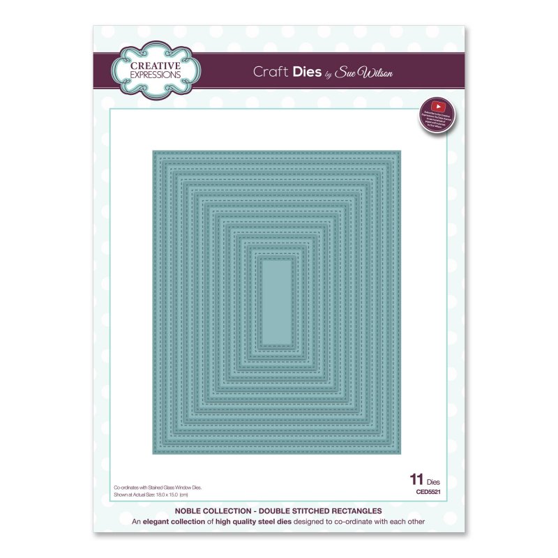 Sue Wilson Sue Wilson Craft Dies Noble Collection Double Stitched Rectangles | Set of 11