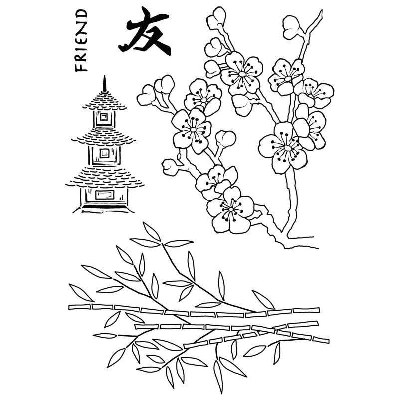 Woodware Woodware Clear Stamps  Bamboo & Blossom | Set of 5